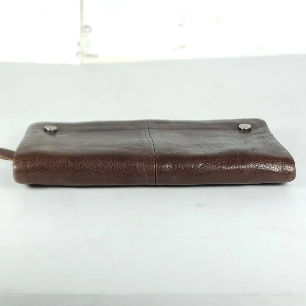 LATICO Terry Brown Distressed Leather Credit Cards Slots Flap Bifold Wallet